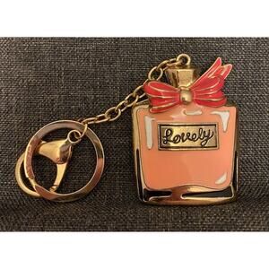 Pink Enamel Metal Perfume Bottle Keychain